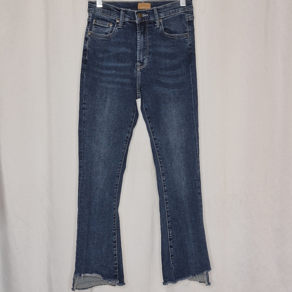 Mother The Insider Crop Step Fray High-Rise Baby Boot Blue Jeans - Size 26 - Picture 5 of 16